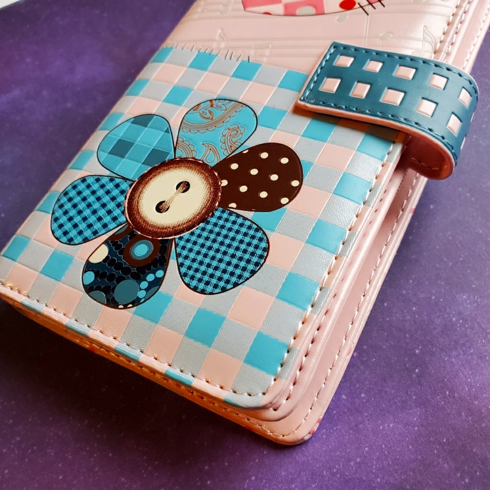 Patchwork Quilt Wallet NWT - Pink Vegan Leather - Vintage-Style Womens Wallet - Picture 7 of 7